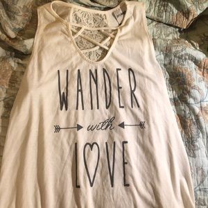 Hi-low lace back tank top